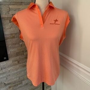 Kate lord orange sleeveless golf shirt